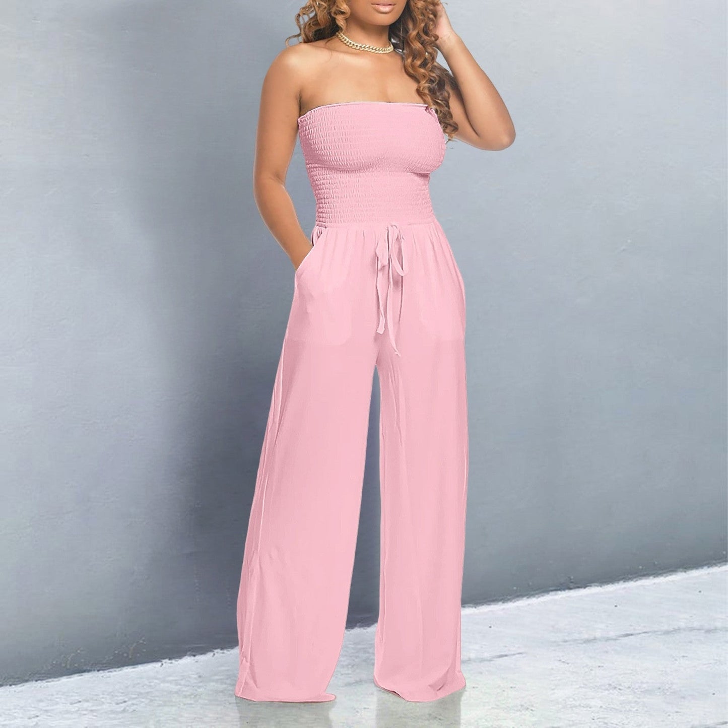 Women's Wide Leg Jumpsuit Tube Design - Fashinoza