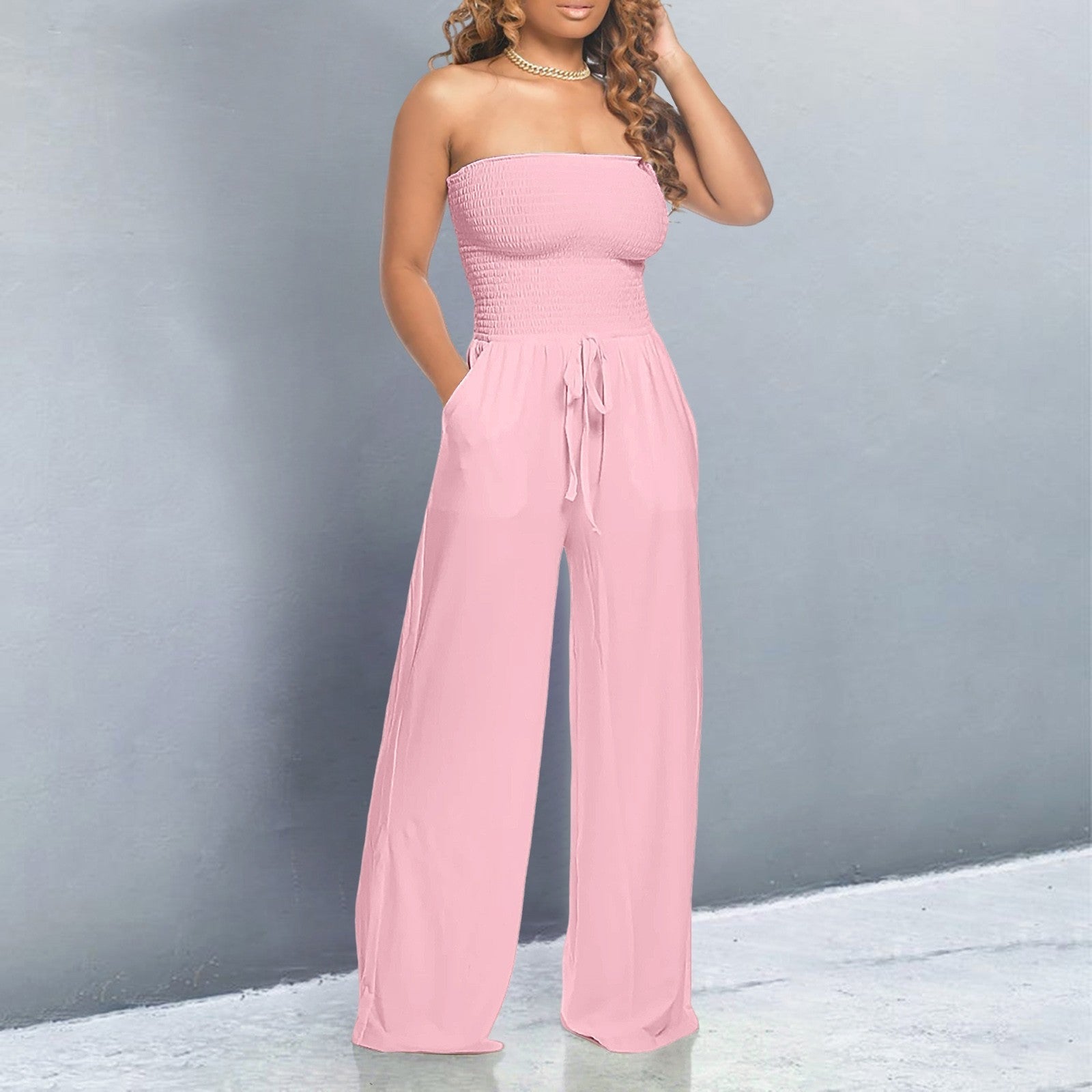 Women's Wide Leg Jumpsuit Tube Design - Fashinoza