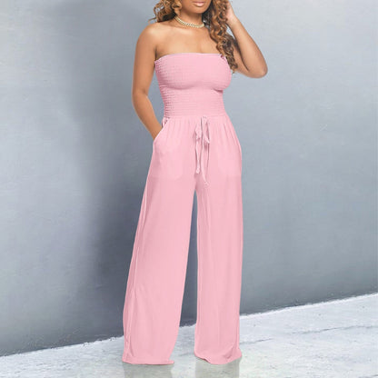 Women's Wide Leg Jumpsuit Tube Design - Fashinoza
