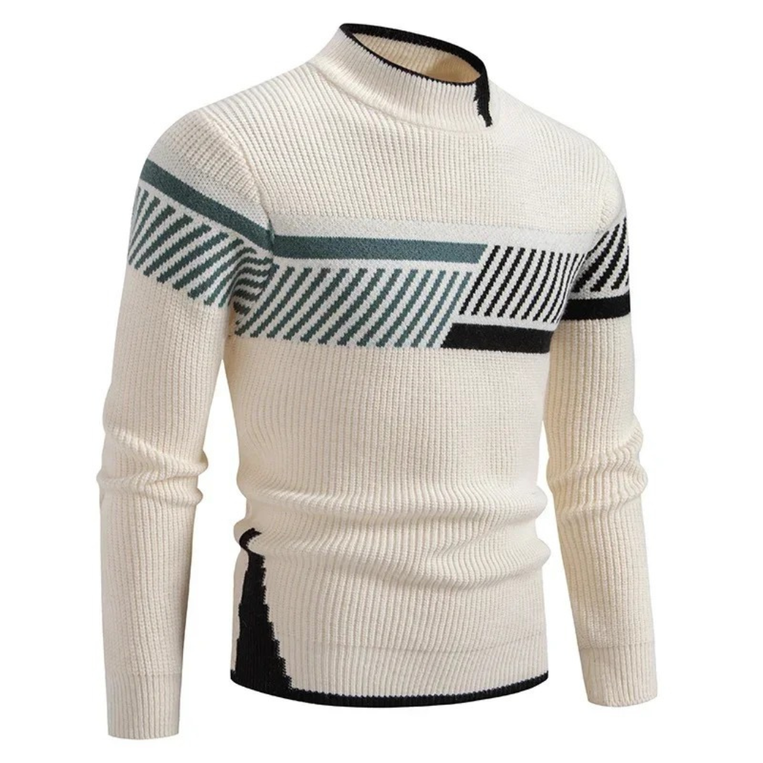 Lucas | Men Spring Geometric Panel Crew Sweater