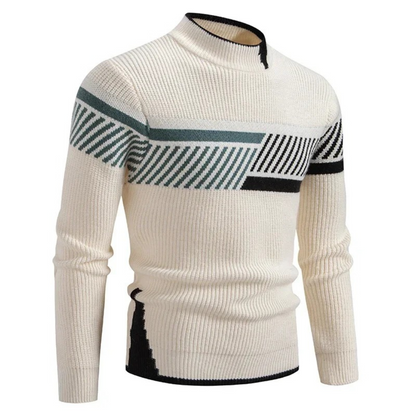 Lucas | Men Spring Geometric Panel Crew Sweater