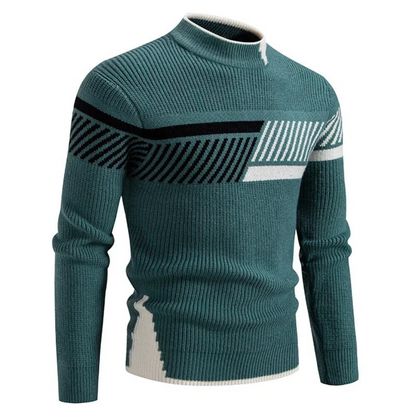 Lucas | Men Spring Geometric Panel Crew Sweater