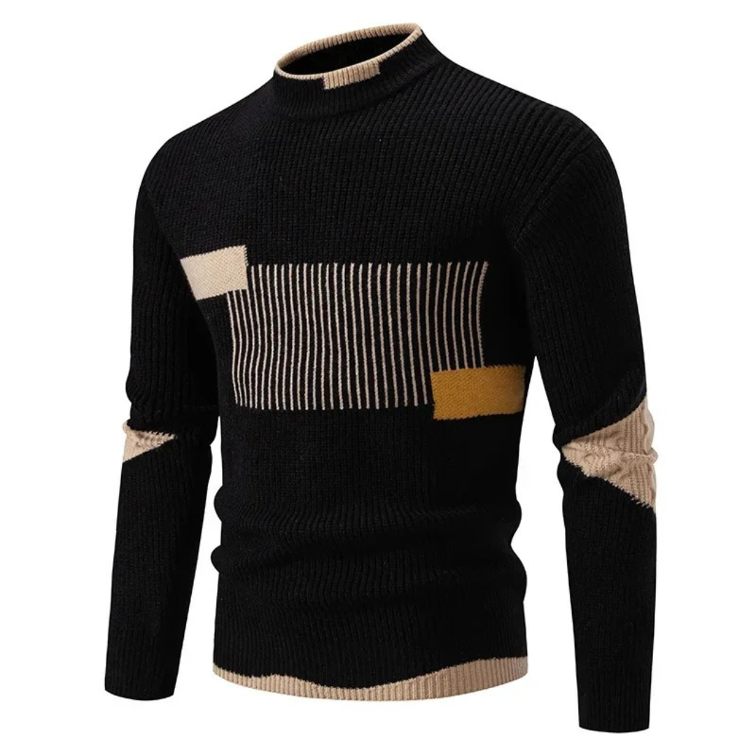 Lucas | Men Spring Geometric Panel Crew Sweater