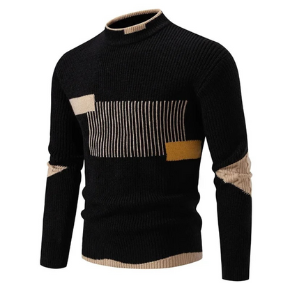 Lucas | Men Spring Geometric Panel Crew Sweater