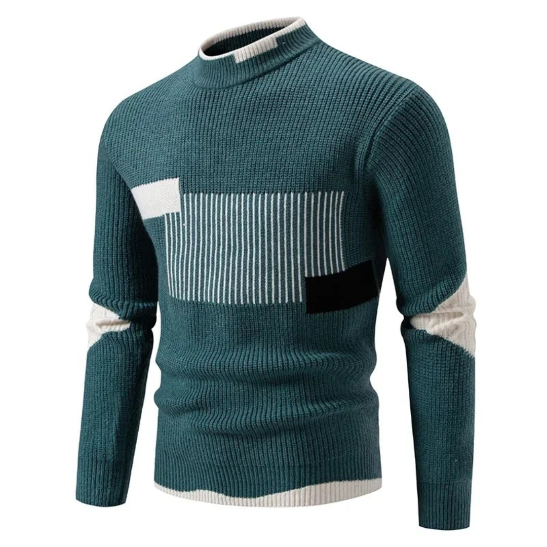 Lucas | Men Spring Geometric Panel Crew Sweater