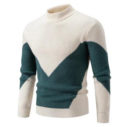 Lucas | Men Spring Geometric Panel Crew Sweater
