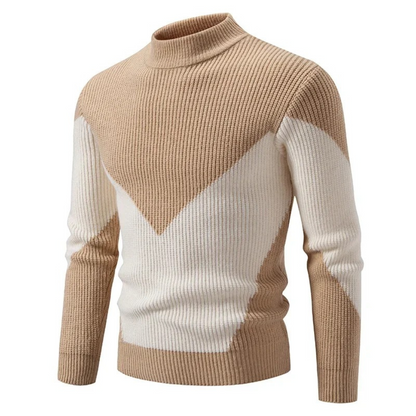Lucas | Men Spring Geometric Panel Crew Sweater
