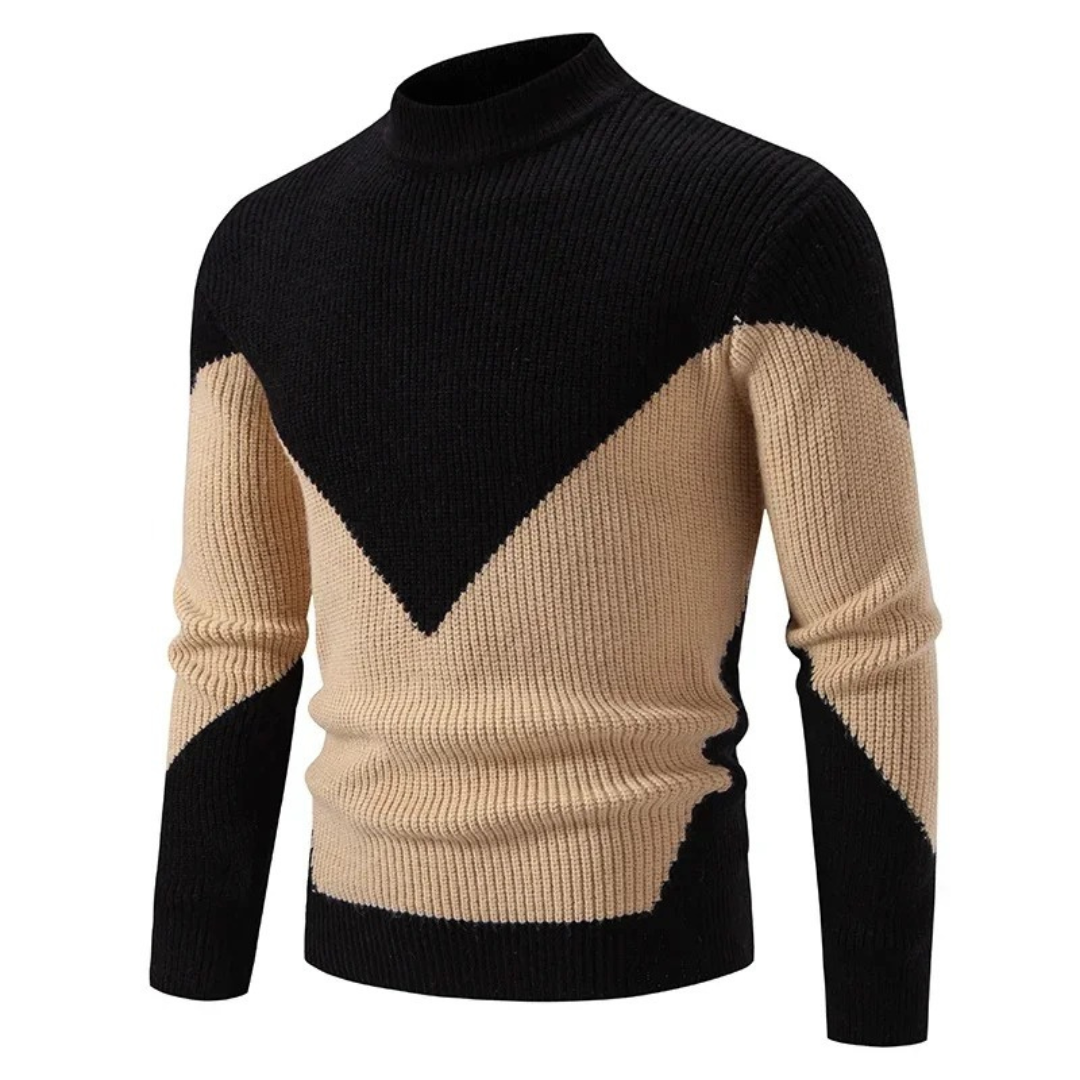 Lucas | Men Spring Geometric Panel Crew Sweater