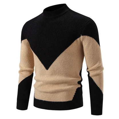 Lucas | Men Spring Geometric Panel Crew Sweater