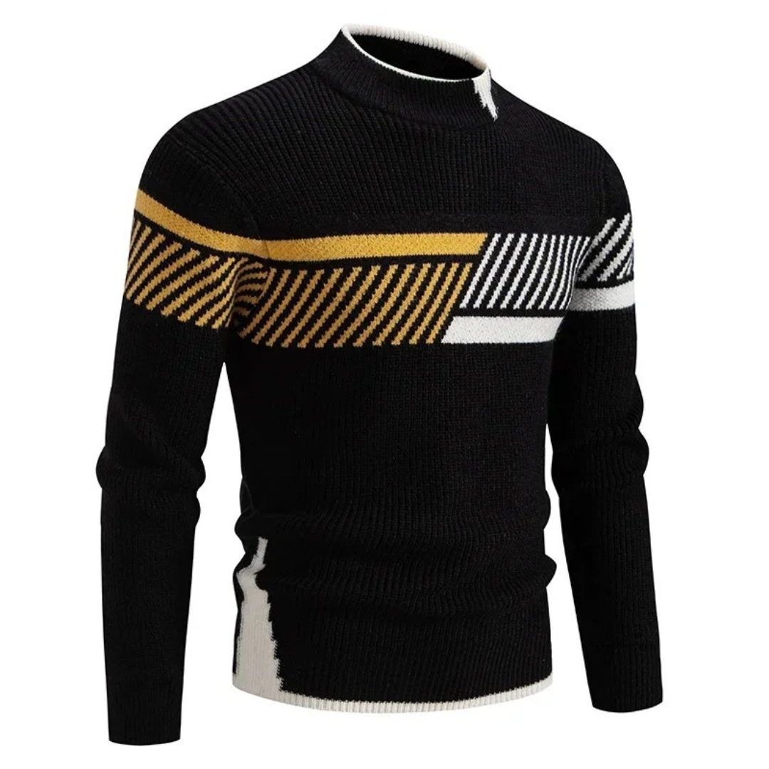 Lucas | Men Spring Geometric Panel Crew Sweater