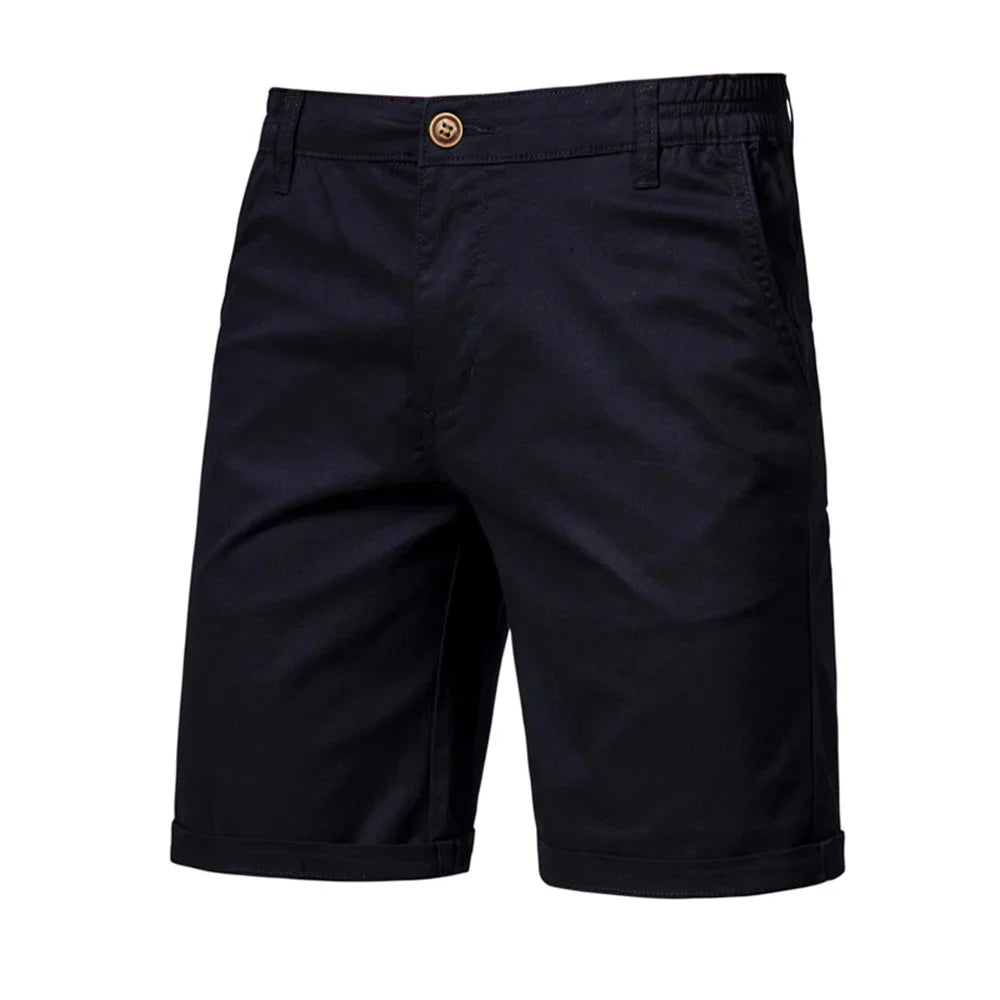 Men's Chino Shorts Cuffed Cotton Beige - Fashinoza
