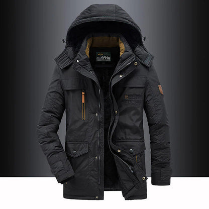 Men's Fleece Lined Hooded Parka Thigh Length Warm - 
Fashinoza
