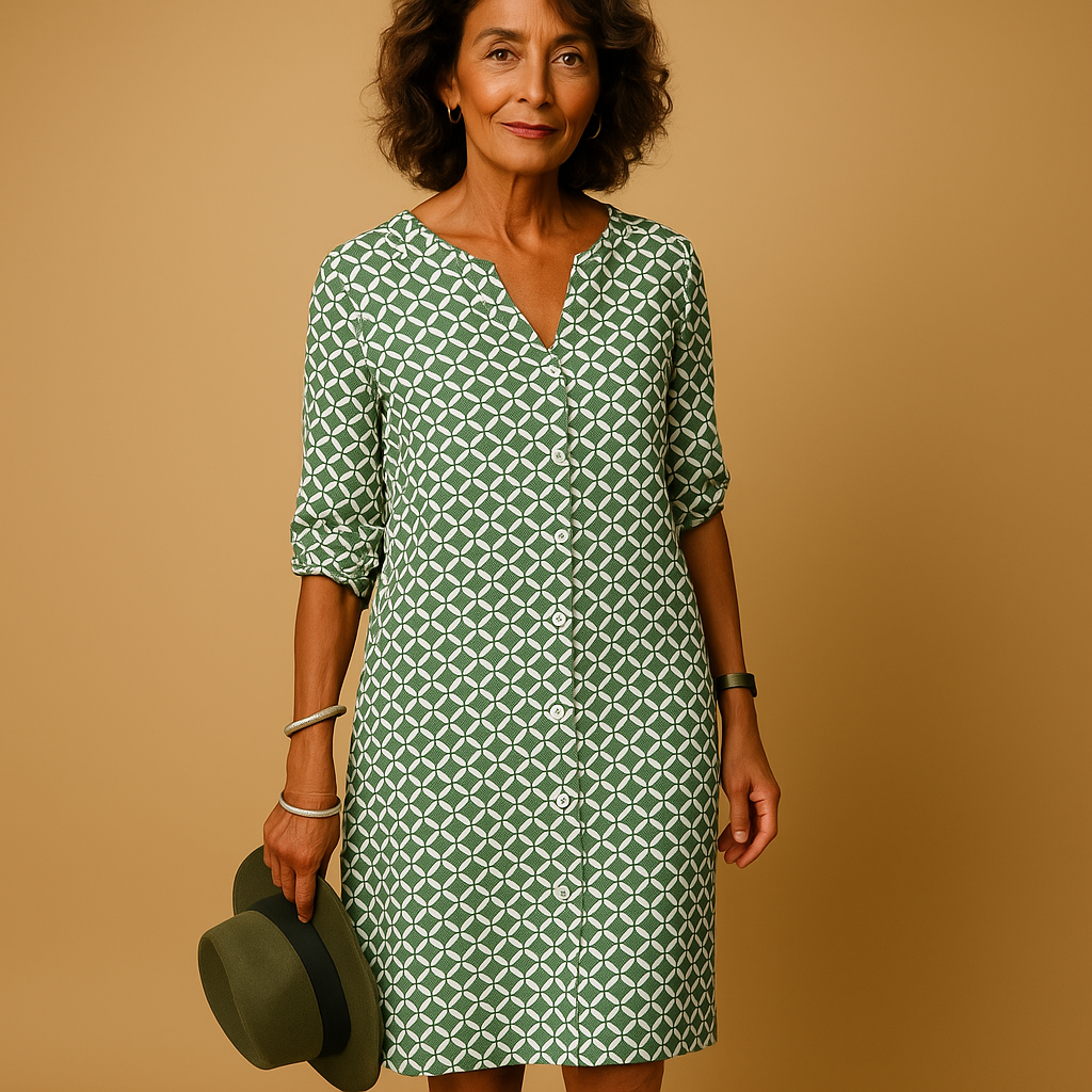 Women's V-Neck Casual Dress Half Sleeves - 
Fashinoza