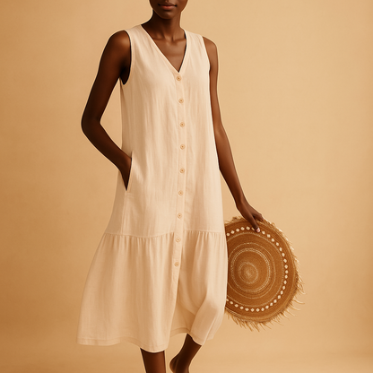 Women's V-Neck Summer Dress Airy Fit - 
Fashinoza