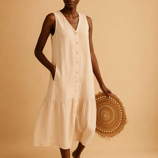 Women's V-Neck Summer Dress Airy Fit - 
Fashinoza