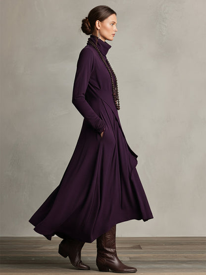 Wrap Turtleneck Midi Dress