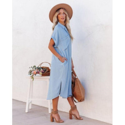 Women's Button Down Midi Shirt Dress