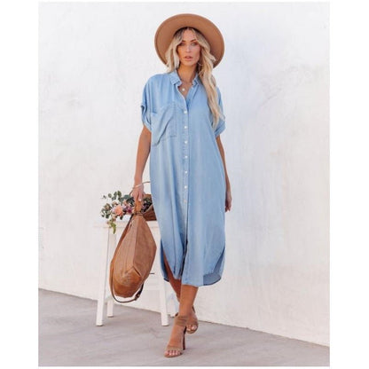 Women's Button Down Midi Shirt Dress