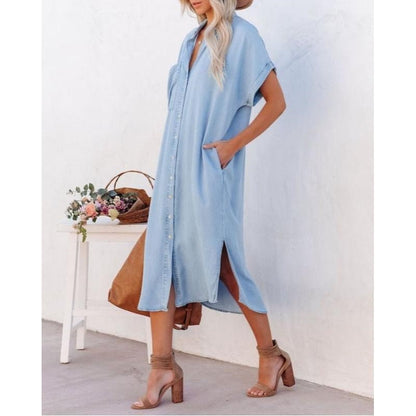 Women's Button Down Midi Shirt Dress