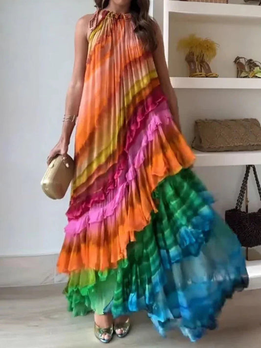 Vanessa Women's Ruffled Halter Maxi Dress - Fashinoza