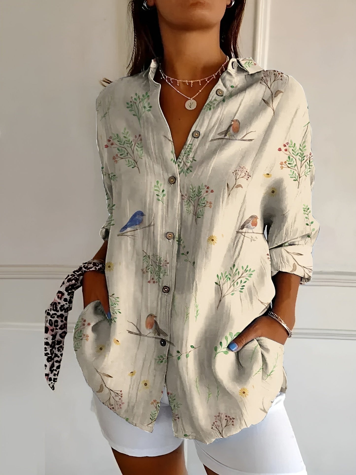 Women's Relaxed Fit Button Front Blouse