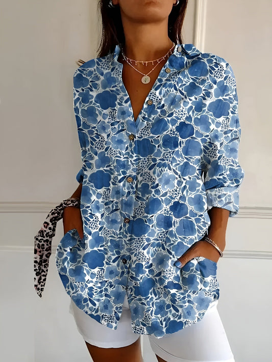 Women's Relaxed Fit Button Front Blouse - Fashinoza