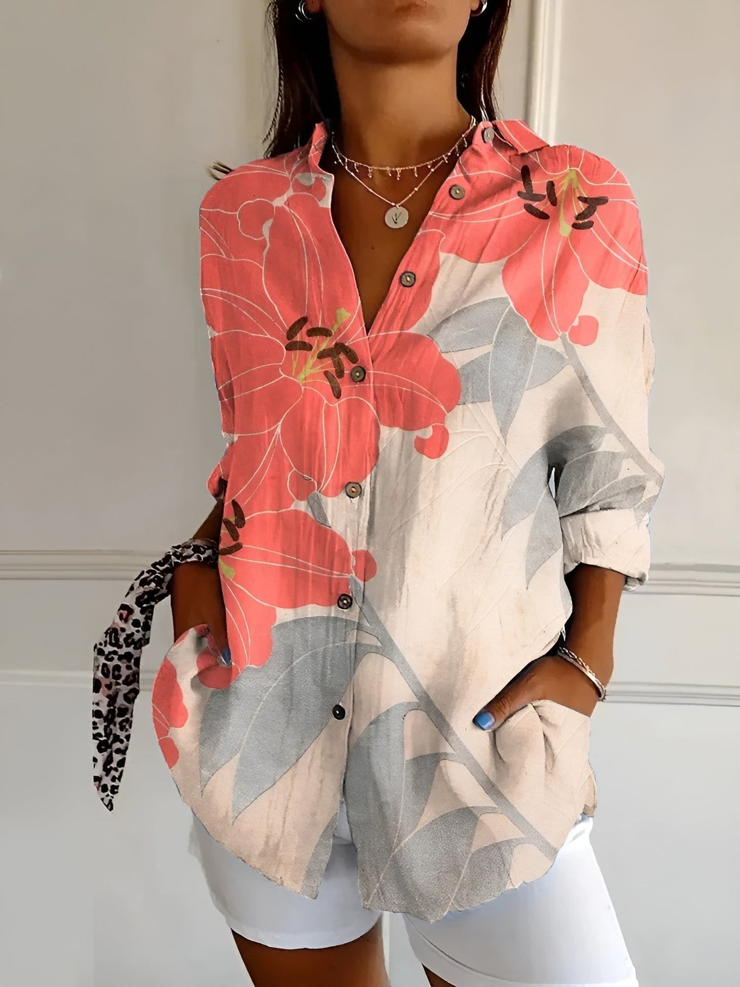 Women's Relaxed Fit Button Front Blouse