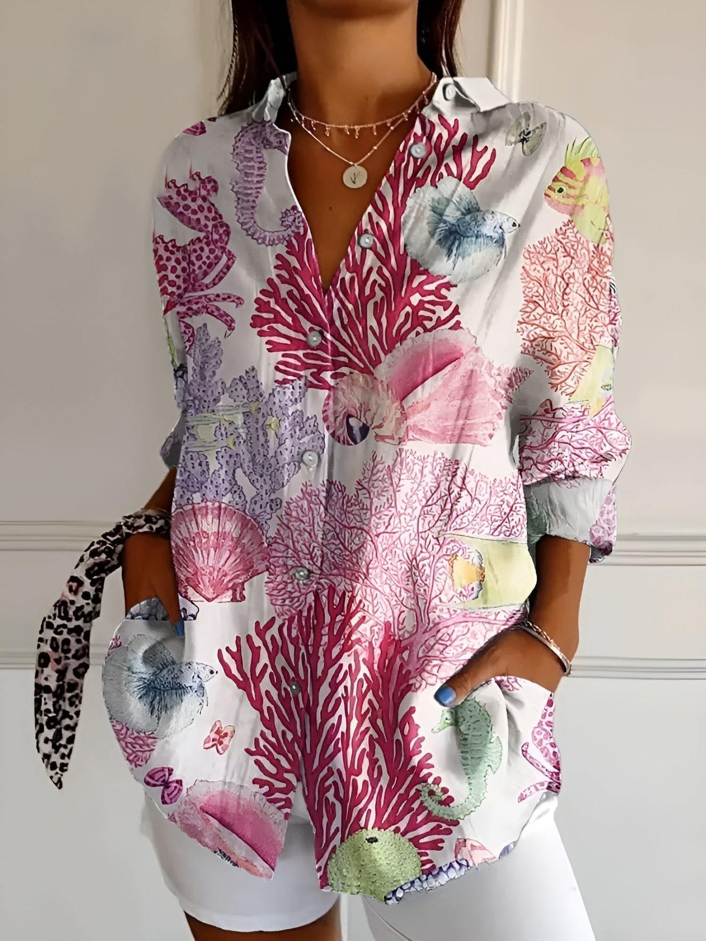 Women's Relaxed Fit Button Front Blouse