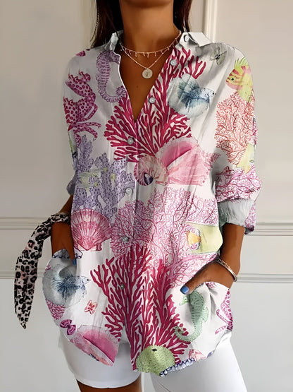 Women's Relaxed Fit Button Front Blouse