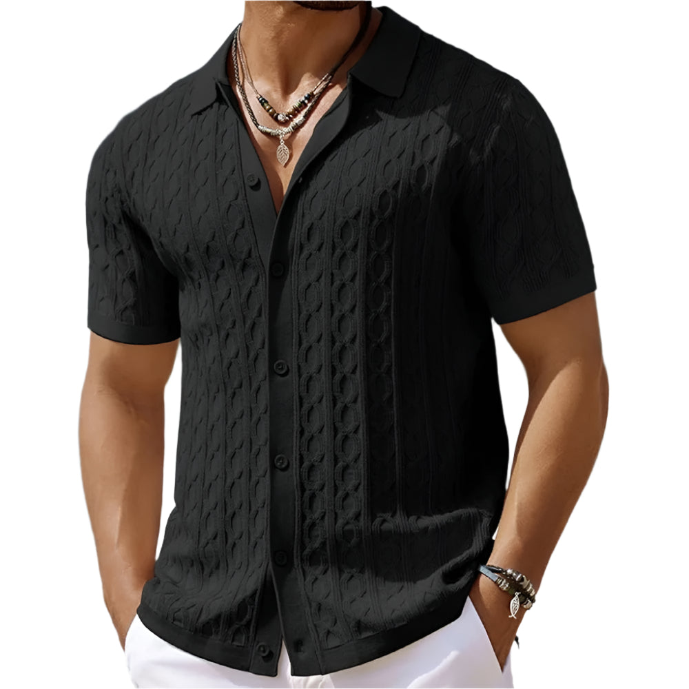 Men's Retro Polo Shirt Jacquard Knit