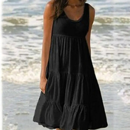 Women's Sleeveless Scoop Neck Dress with Pockets