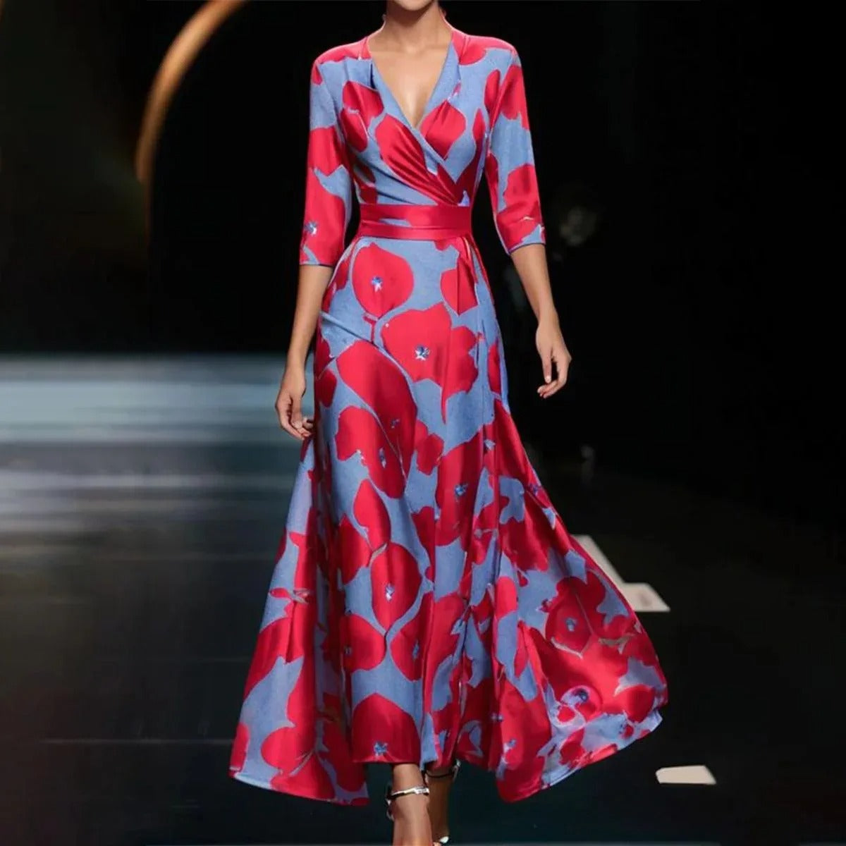 Floral Wrap Midi Dress