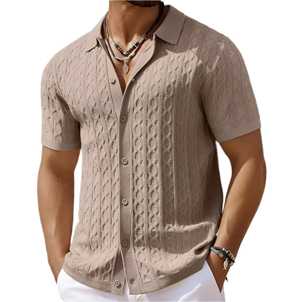 Men's Retro Polo Shirt Jacquard Knit