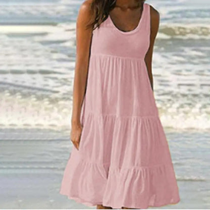 Women's Sleeveless Scoop Neck Dress with Pockets