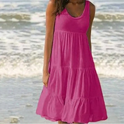 Women's Sleeveless Scoop Neck Dress with Pockets