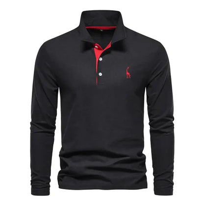 Men's Long-Sleeved Polo Shirt - Fashinoza