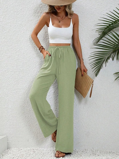Women's Straight Leg Pants Cotton Lightweight Beige