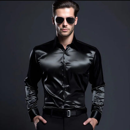 Men's Dress Shirt Shiny Finish - Fashinoza