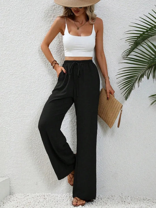 Women's Straight Leg Pants Cotton Lightweight Beige