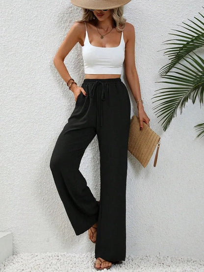Women's Straight Leg Pants Cotton Lightweight Beige