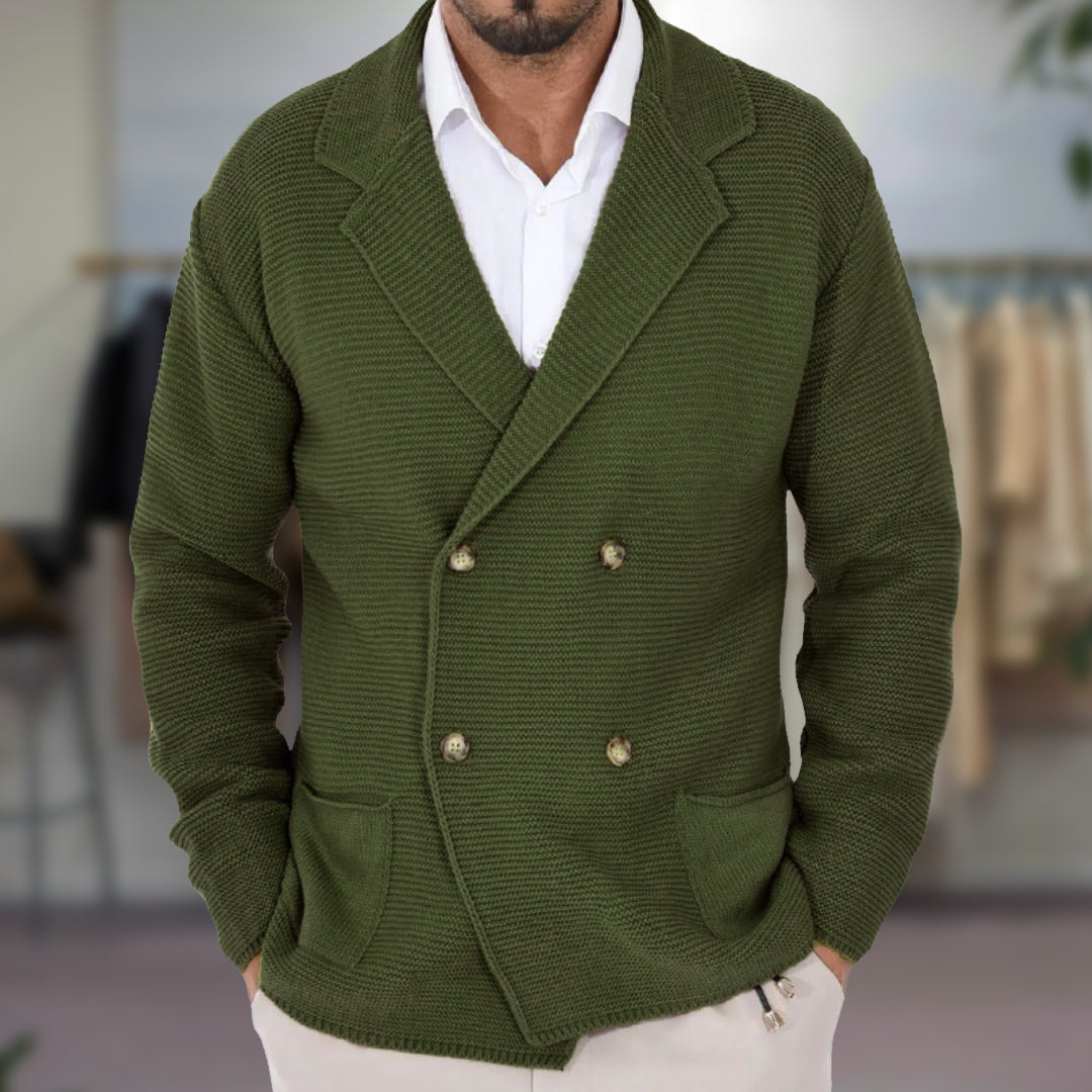 Men's Knit Cardigan Double-Breasted Blazer Style