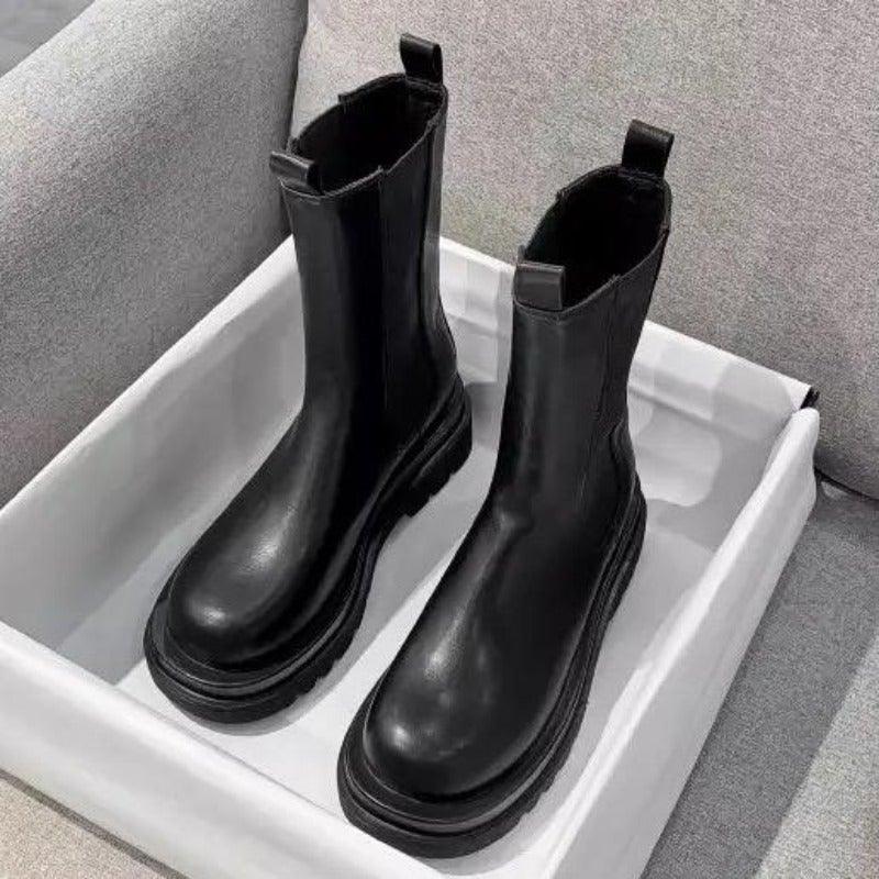 Women's Mid-Calf Boots Elastic Sides
