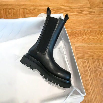 Women's Mid-Calf Boots Elastic Sides