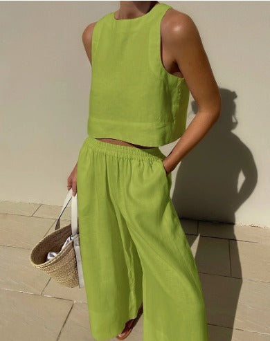 Image of Vicki | Women's Cropped Tank Top Two-Piece Set