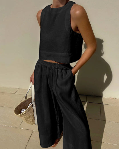 Image of Vicki | Women's Cropped Tank Top Two-Piece Set