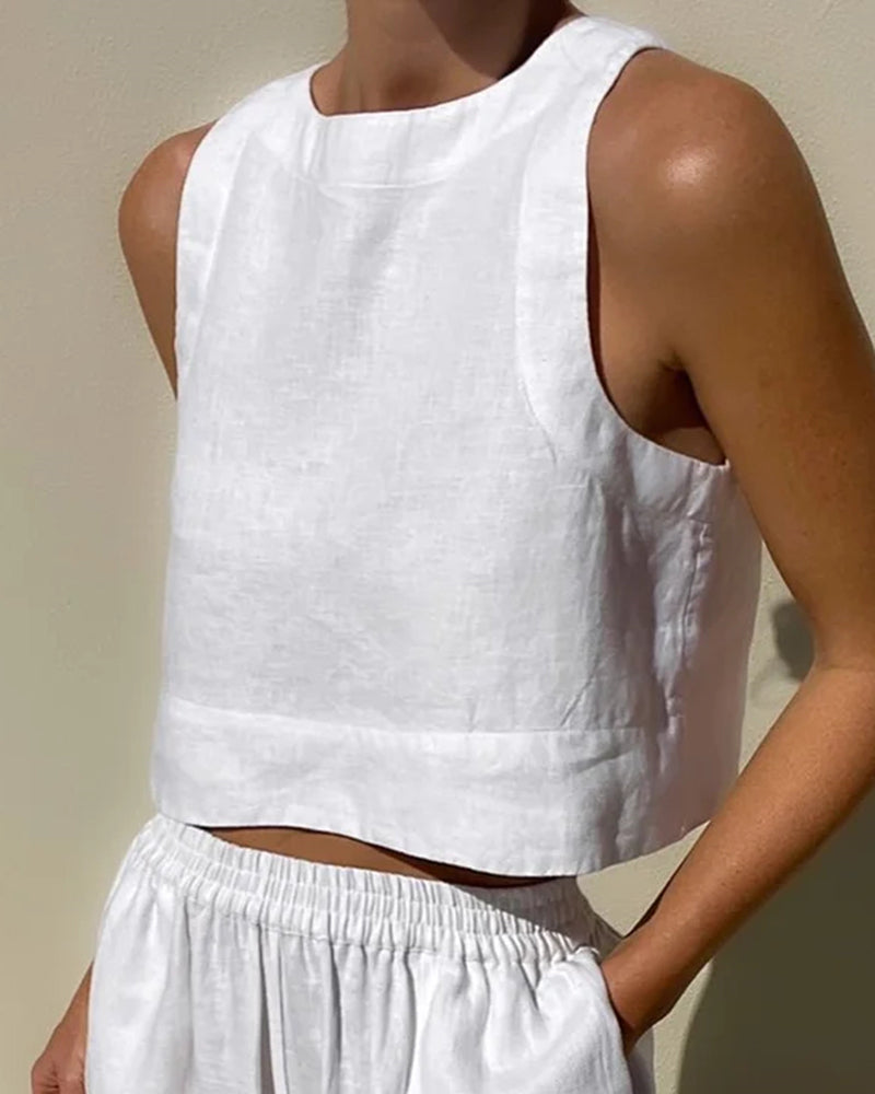 Image of Vicki | Women's Cropped Tank Top Two-Piece Set