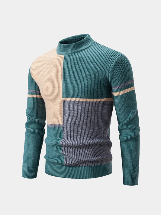 Vincent Men's Pullover Sweater Color Block - Fashinoza
