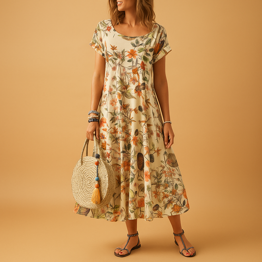 Women's Floral Summer Dress Loose Fit - 
Fashinoza