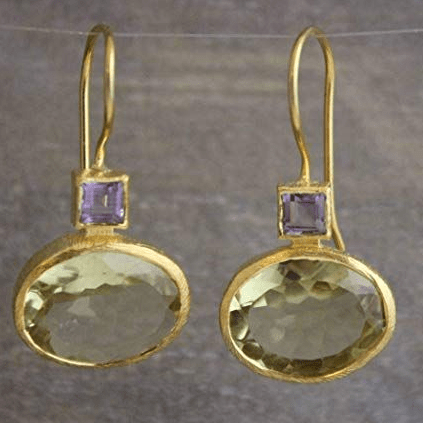 Green Crystal Gold Drop Earrings - Fashinoza