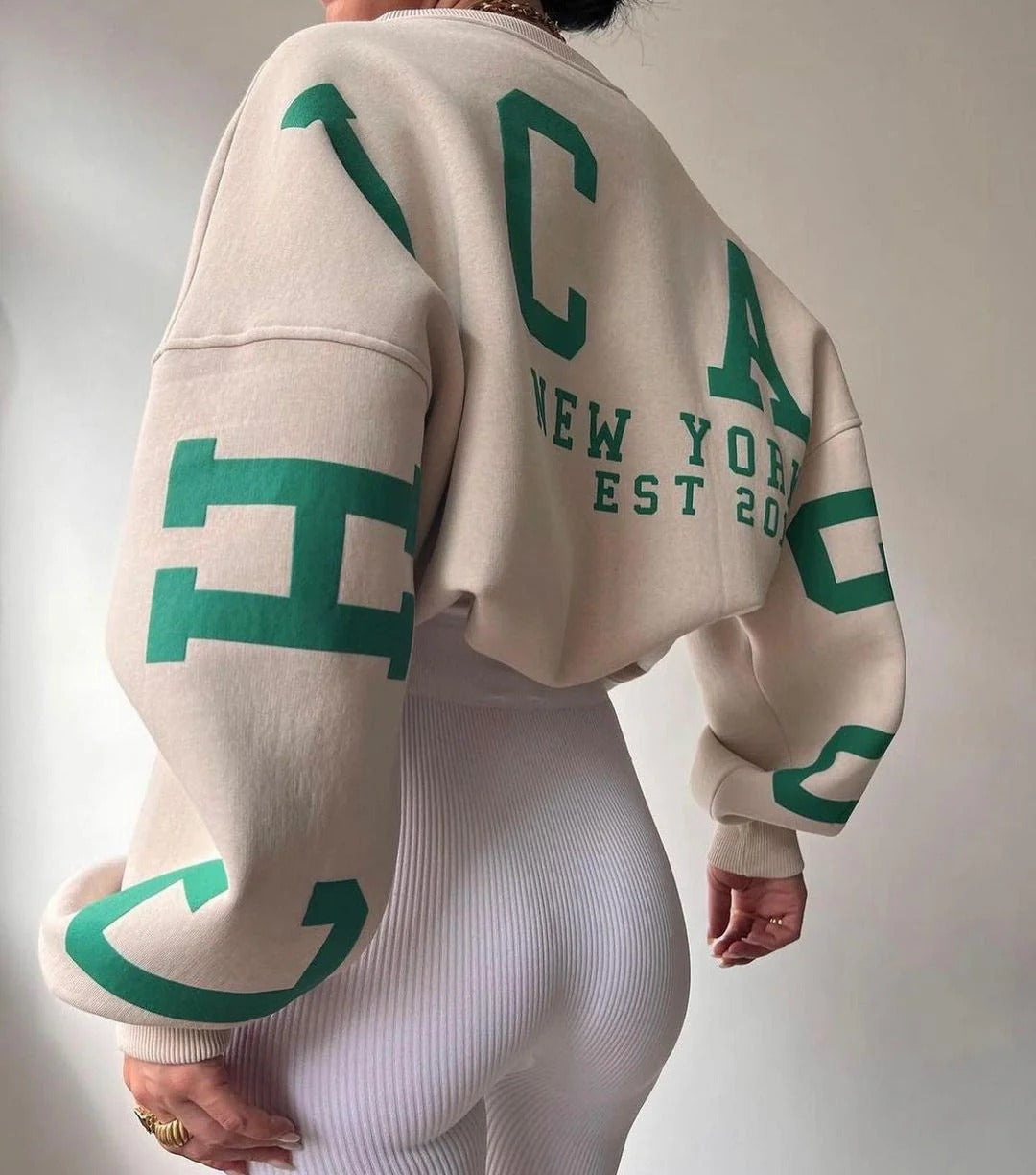 Women's Oversized Crew Neck Sweatshirt - Fashinoza
